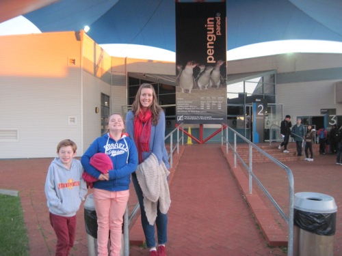 About to go into the penguin parade with Brigid's little neice and nephew